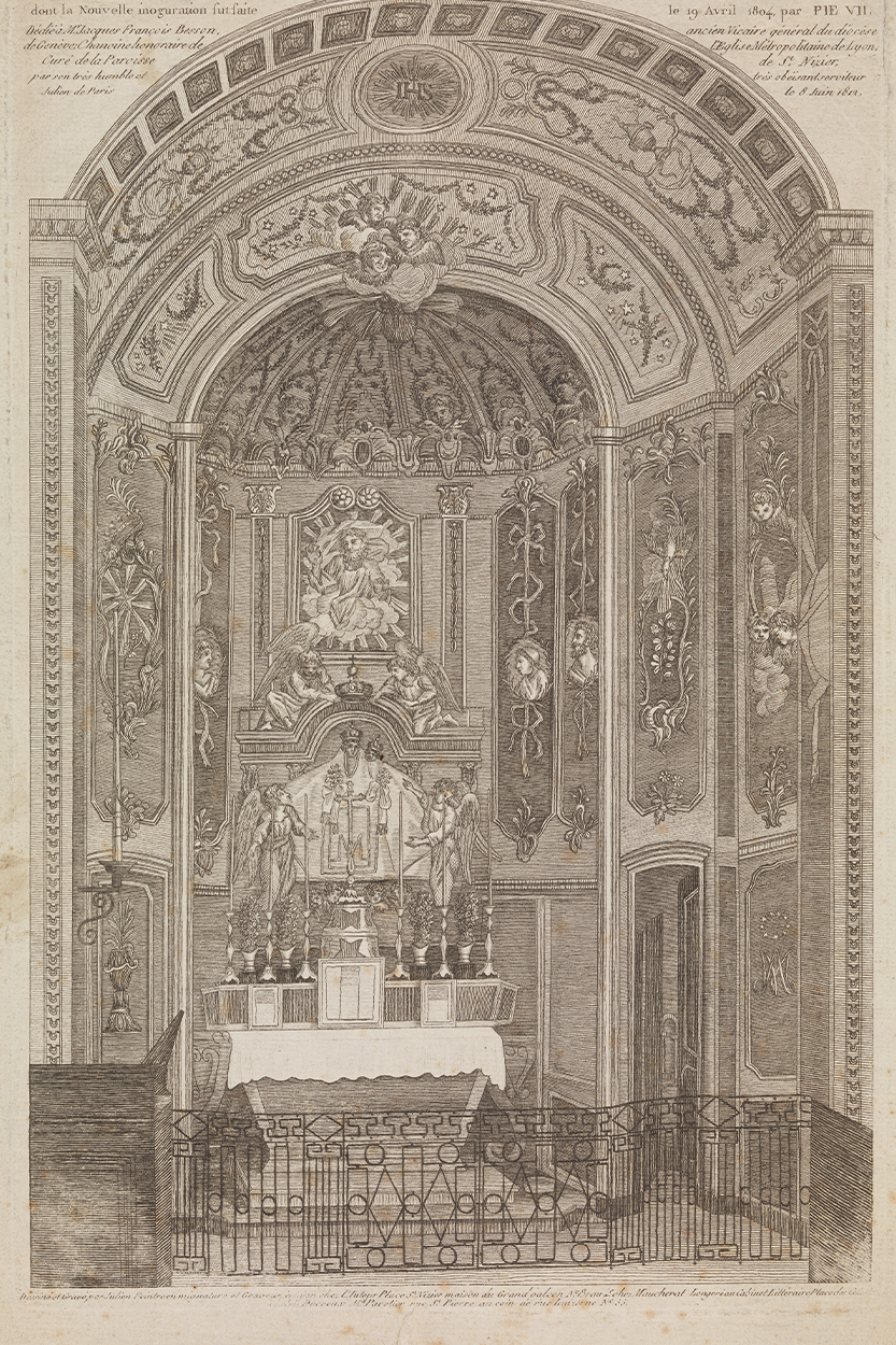 Gravure en taille-douce de la chapelle de Fourvière - 16fi701
