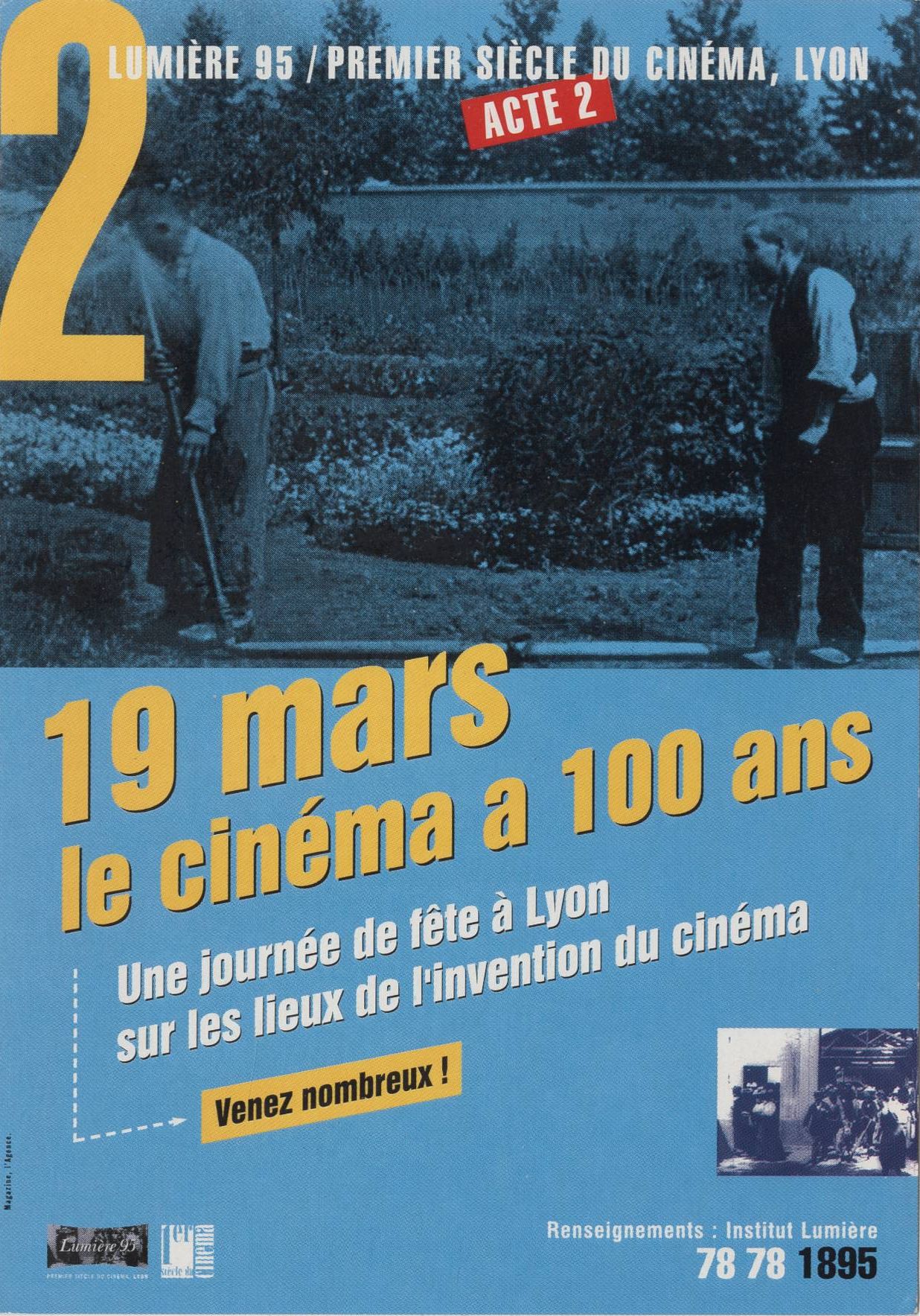 19 mars, le cinéma a 100 ans : carte postale couleur (1995, cote 4FI/12284)