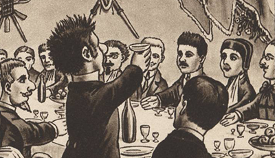 dessin de Guignol à un banquet avec Edouard Herriot