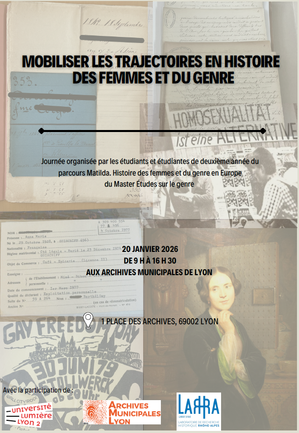Journée d'étude "Mobiliser les trajectoires des femmes et du genre" : visuel (20/01/2026)