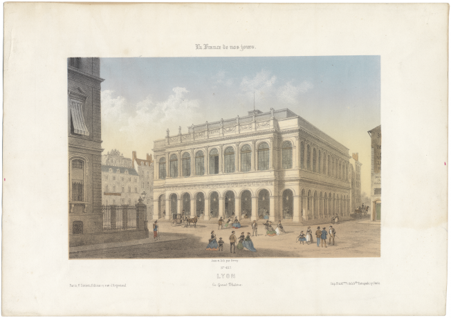 Grand Théâtre de Lyon (Chenavard et Pollet, architectes), La France de nos jours, dessin et lithographie de Deroy, après 1863 - Archives municipales de Lyon, 224II/*