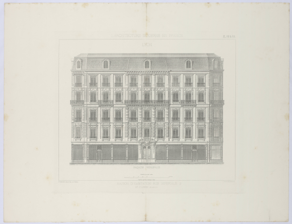 Maison d’habitation 2 rue Impériale (actuelle rue de la République) : élévation de la façade par F. Giniez, architecte (1856, cote :3S/815/2)
