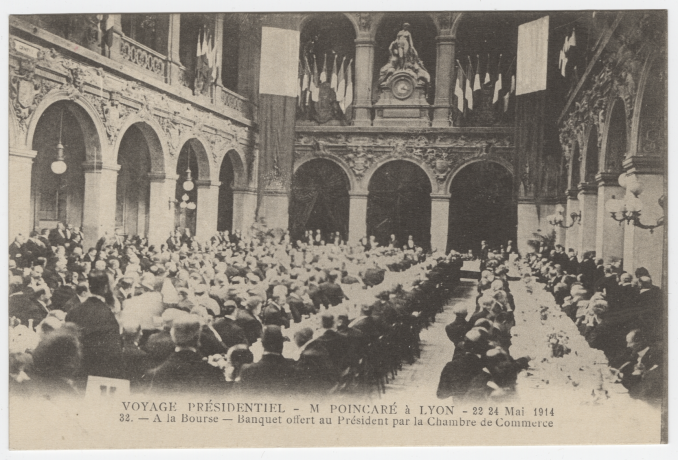Voyage inaugural de l’exposition internationale de Lyon du Président de la République Raymond Poincaré, du 22 au 24 mai 1914, cartes postales - Archives municipales de Lyon, 4FI/4547