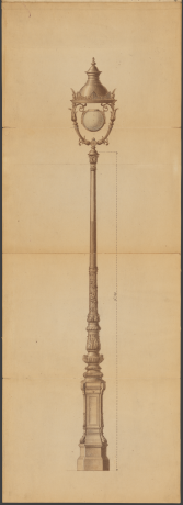 Candélabre électrique de type C à établir place Le Viste : dessin couleur (08/1903, cote : 923WP/183)