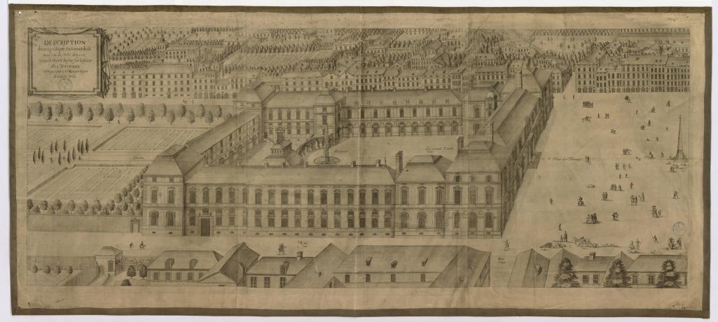 Hôtel de Ville par Simon Maupin, avec de part et d'autre les jardins et la place des Terreaux (1647, cote : 1S/66)