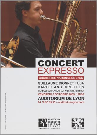 Affiche du concert expresso du 2 octobre 2009 à l'Auditorium de Lyon (2009, cote : 2682W/37)