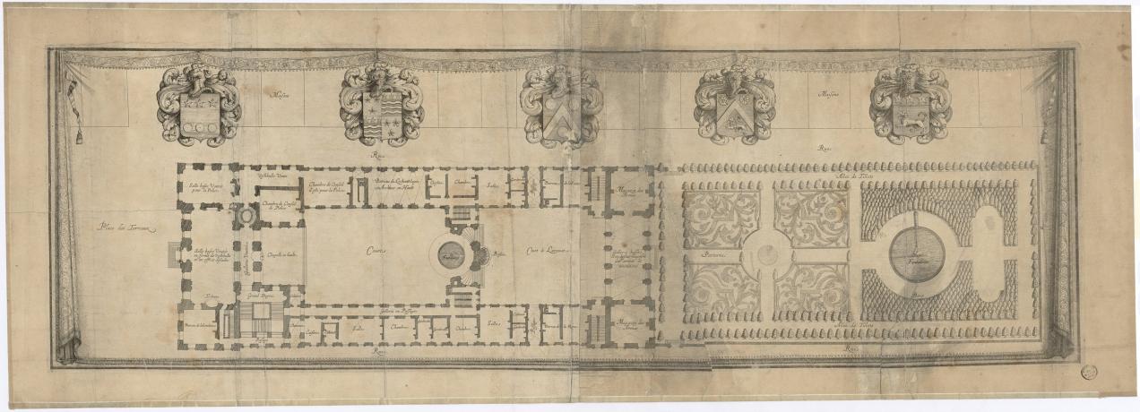 Plan de l'Hôtel de Ville et du projet de jardin par [Simon Maupin] (1651, cote : 2S/111)