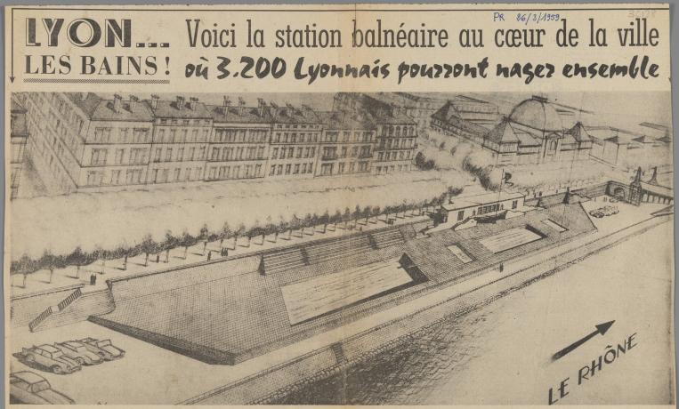Article annonçant l’ouverture du futur centre nautique du Rhône (Le Progrès du 26/03/1959, cote : 3C/128). Pour toute réutilisation, contacter Le Progrès.