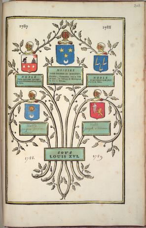 Les fleurs armoriales consulaires de la ville de Lyon [...] depuis l'année 1499 par Pierre-François Chaussonnet, pl. 5 (XVIIIe siècle, cote : SM/24/RES)