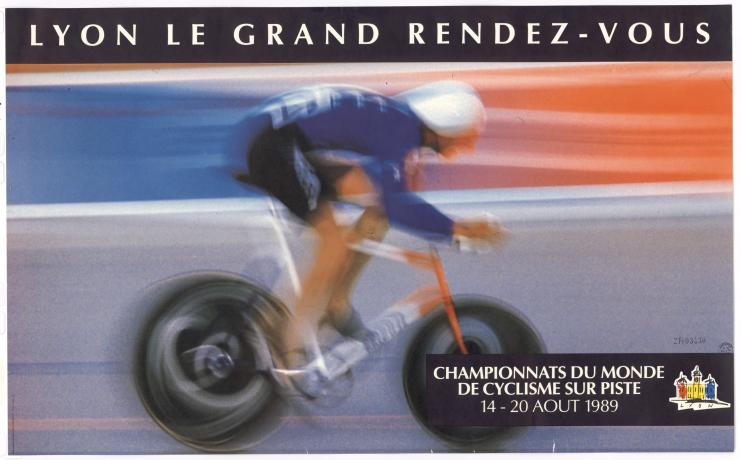 Championnats du monde de cyclisme sur piste au vélodrome, 14-20/08/1989 : affiche illustrée (1989, cote : 2FI/3430)