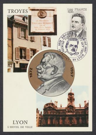 Edouard Herriot : carte postale commémorative (1957, cote : 4FI/12633)
