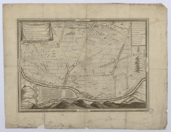 Carte de la Guillotière et du mandement de Béchevelin : estampe NB (1702, cote : 3S/51)