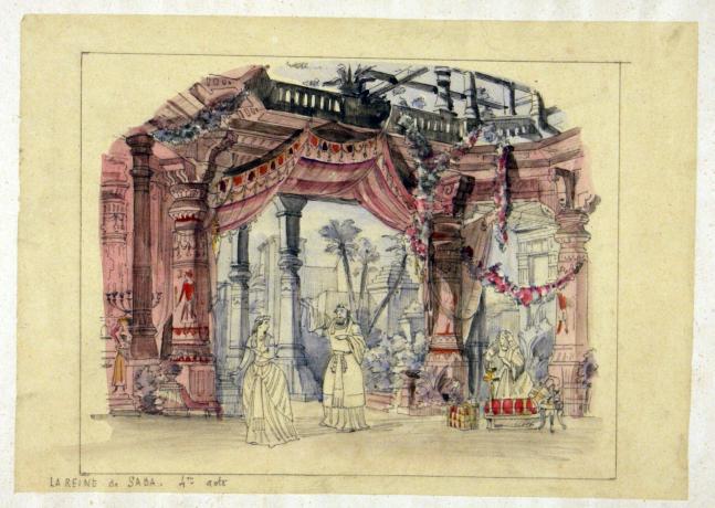 Acte IV, mine de plomb, encre et aquarelle sur calque par Jules Le Goff - 1896 - 48fi117