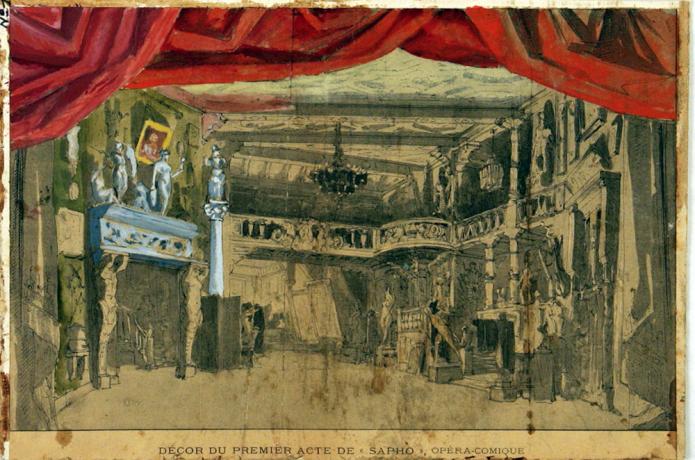 Acte I d'après de décor de l'Opéra comique, encre et gouache par Jules Le Goff - 1902- 48fi133