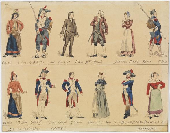 Costumes, encre et aquarelle sur calque par Jules Le Goff - 1895 - 48fi149