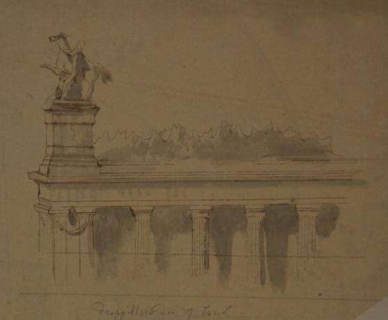 Décor pour l'Opéra de Paris, dessin préparatoire, encre sur calque - 1859 - 48fi65