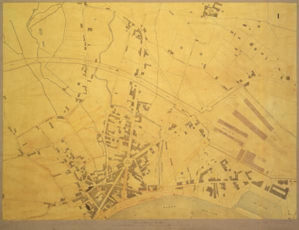 Quartier de Vaise avec aménagements à prévoir : plan dessiné par René Dardel (1853, cote : 1541WP/30, pl. 2)