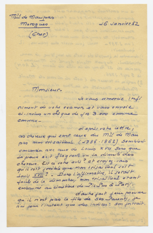 Lettre de Monsieur de Maupas à Edmond Locard, 1952 - 31ii111