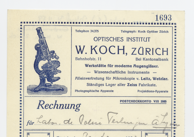 Courrier d'un fournisseur du laboratoire de police (W. Koch) - 31ii59