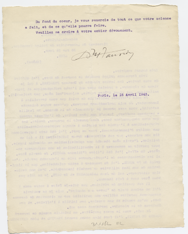 Courrier d'Huber Jausion à Edmond Locard, 1943 - 31ii82