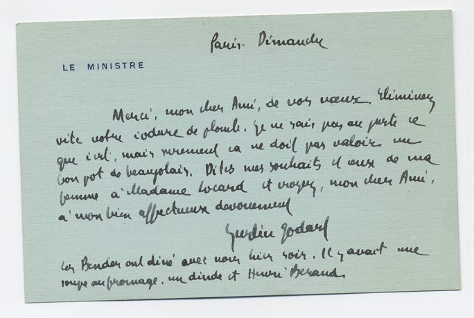 Courrier de Justin Godart à Edmond Locard  - 31ii97