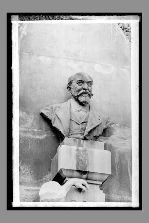 Buste du monument à Antoine Gailleton : photographie NB sur plaque de verre (1839, cote : 3PH/353) 
