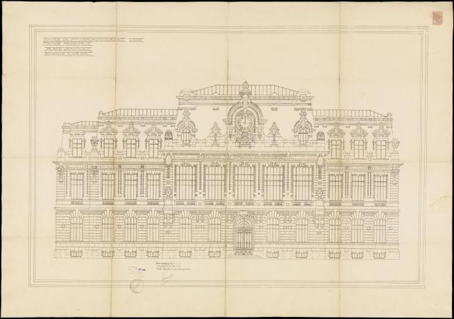 Mairie du 7e arrondissement, façade principale par Charles Meysson : plan d'architecte (1909, cote : 484WP/132)