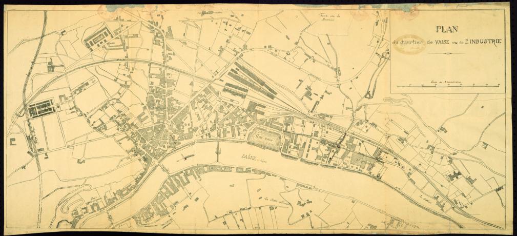 Plan du quartier de Vaise et de l'Industrie : gravure NB (vers 1877, cote : 5WP/189/4)