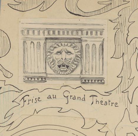 Frise au Grand Théâtre : dessin de Gustave Girrane (16/04/1905, cote : 63FI/147, détail)
