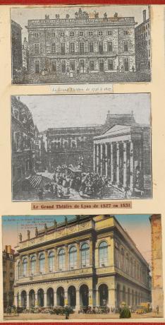 Le Grand-Théâtre de Lyon, façades place des Terreaux et place de la Comédie : extr. 4e album des Frères des quatrièmes de l'Opéra (1930-1938, cote : 91II/17, vue 4)