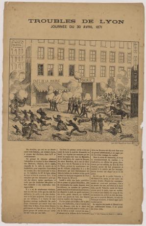 Troubles de Lyon, 30 avril 1871. Lithographie Vassoille - 16Fi586
