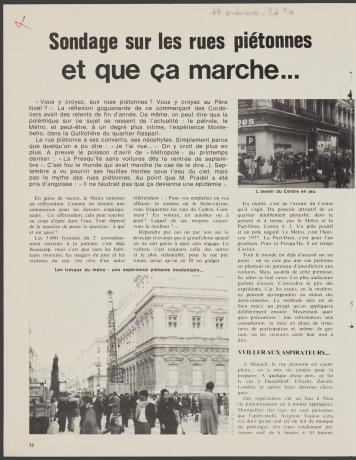 Pour ou contre les rues piétonnes à Lyon : extrait de Métropole n°49 (1974, cote : 1958W/85)