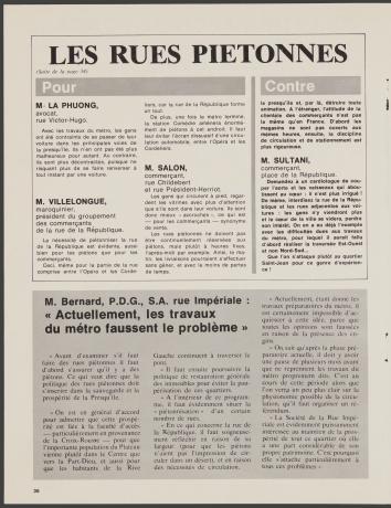 Pour ou contre les rues piétonnes à Lyon : extrait de Métropole n°49 (1974, cote : 1958W/85)