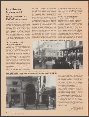 Pour ou contre les rues piétonnes à Lyon : extrait de Métropole n°49 (1974, cote : 1958W/85)