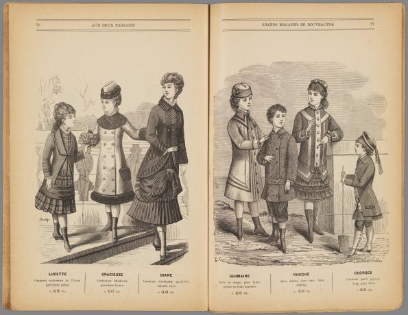 Grand magasin de nouveautés Aux Deux Passages rue et place de la République : pages 76-77 du catalogue (1879-1880, cote : 1C/305628)