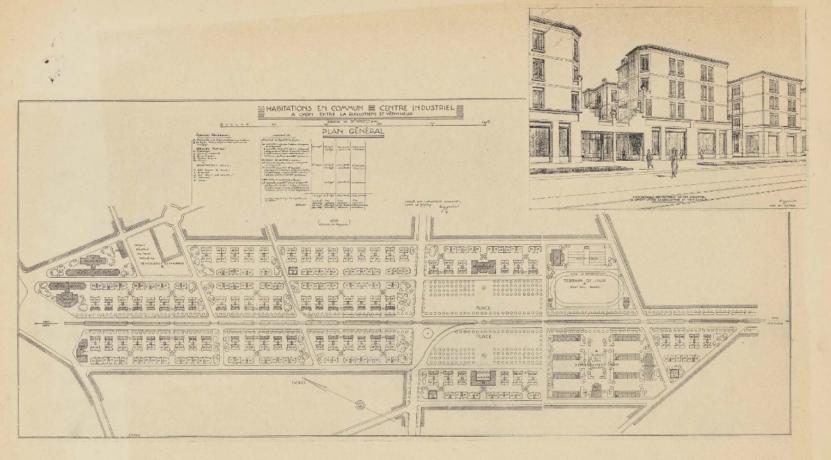 Les grands travaux de la Ville de Lyon par Tony Garnier, cité des Etats-Unis : habitations en commun et centre industriel (1920, cote : 1C/450461, pl. 37)