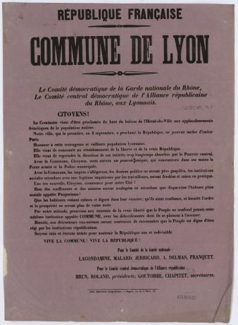 Proclamation de la Commune de Lyon, septembre 1870 - 6Fi6832