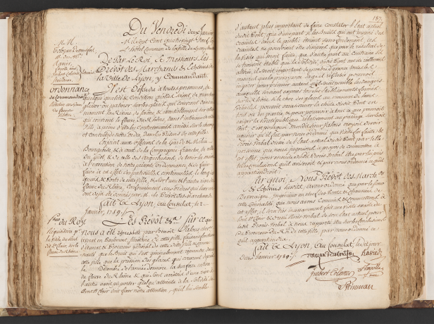 Délibération consulaire : embâcle du Rhône, 2 janvier 1789 Lyon, Archives municipales, BB348-f.186