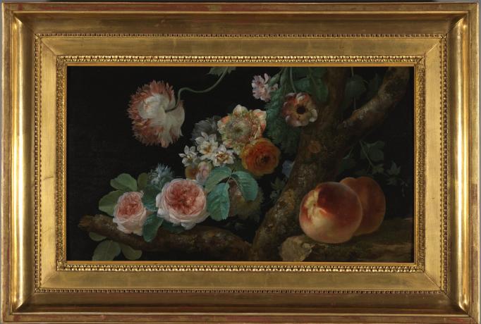 Fleurs et fruits : huile sur toile par Joseph Bourne (coll. Académie SBLA de Lyon)