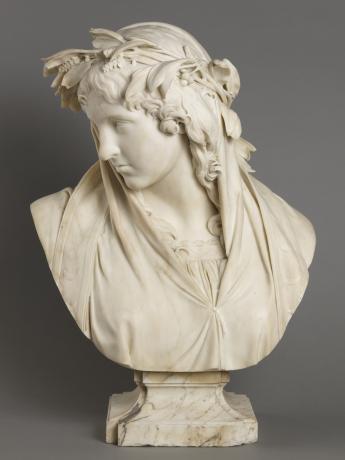Iphigénie : buste en marbre par Michel-Ange Slodtz (v. 1740, IV4 B134, coll. Académie SBLA de Lyon)