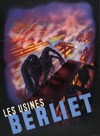 « Les usines Berliet » : affiche couleur Draeger (v. 1938-1939, cote 26FI/5, repro. commerciale interdite)
