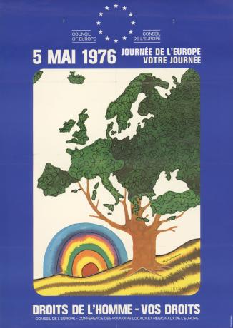 Journée de l'Europe, droits de l'homme : affiche couleur (1976, cote 2FI/2690)