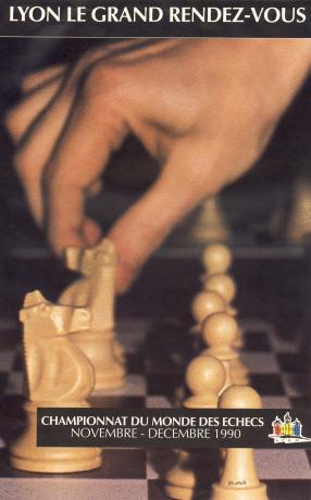 Lyon le grand rendez-vous, championnat du monde des échecs 1990 : affiche couleur (1990, cote 2FI/5312)