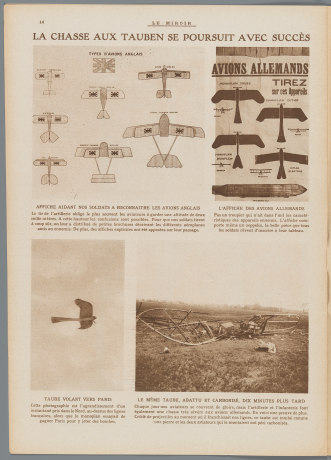 "La chasse aux Tauben se poursuit avec succès" Le Miroir, 15 novembre 1914, p.14 - 2C/400547