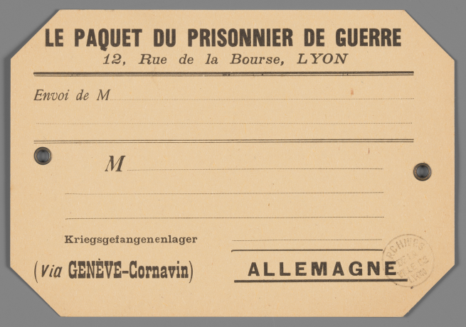 Étiquette de l'oeuvre "Le paquet du prisonnier de guerre" - 5fip/19