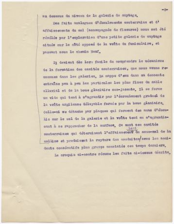 Copie du rapport sur les affaissements du Chemin-Neuf, 27 mars 1922 937 WP 1 