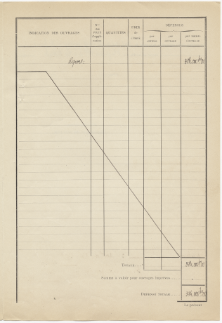 Devis estimatif pour la reconstruction du mur de soutènement, sans date. 937 WP 1