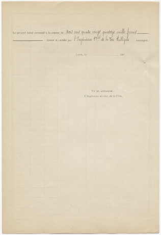 Devis estimatif pour la reconstruction du mur de soutènement, sans date. 937 WP 1