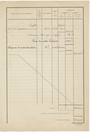 Devis estimatif pour la reconstruction du mur de soutènement, sans date. 937 WP 1