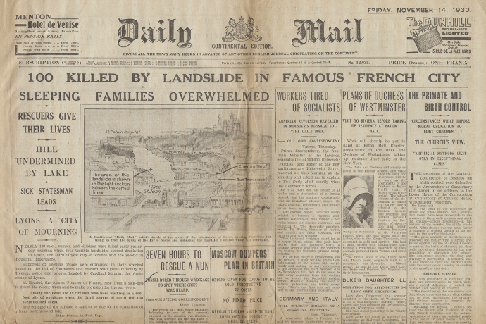 Article relatif à la catastrophe paru dans le Daily mail du 14 novembre 1930 - 1011 WP 7